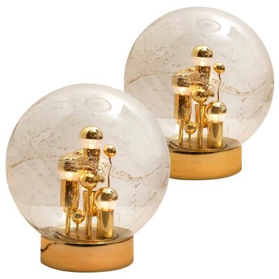 Large Hand Blown Bubble Glass Table Lamps, 1970s, Set of 2-VDW-920437