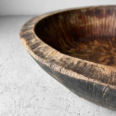 Large Handcrafted Wooden Dough Bowl, Japan, 1890s-DWL-1786932