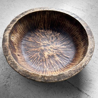 Large Handcrafted Wooden Dough Bowl, Japan, 1890s-DWL-1786932