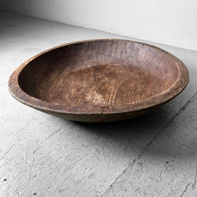 Large Handcrafted Wooden Dough Bowl, Japan, 1920s-DWL-1786946