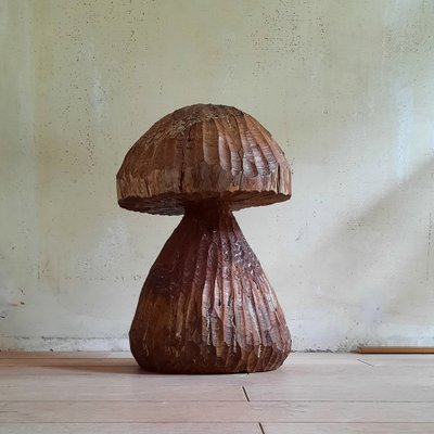 Large Handcrafted Wooden Mushroom, 1960s-SJU-1452955