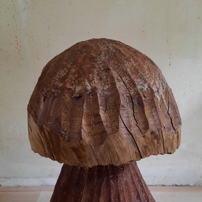 Large Handcrafted Wooden Mushroom, 1960s-SJU-1452955