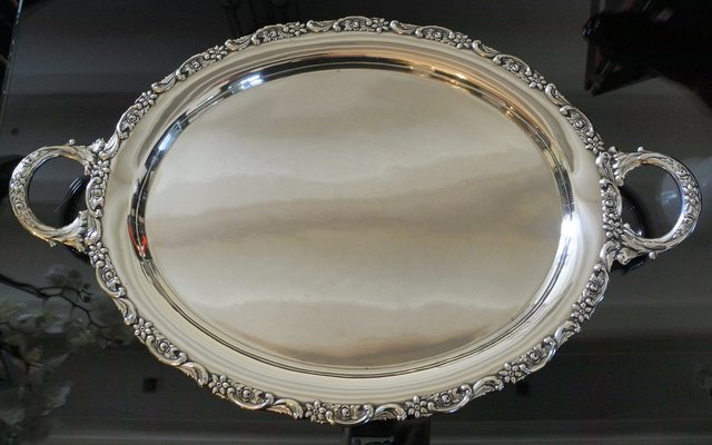 Large Handmade Sterling Silver Platter, 1930s-LXP-953592