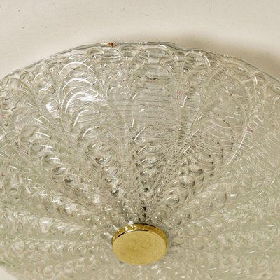 Large Handmade Thick Glass & Brass Flush Mount from Hille, 1960s-VDW-1313442