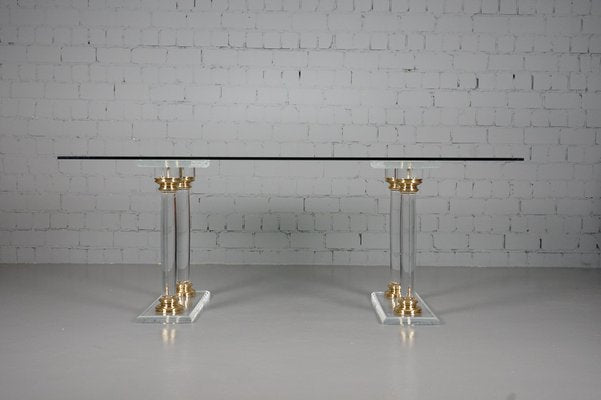 Large Hollywood Regency Dining Table in Acrylic Glass and Glass-XNJ-1029430