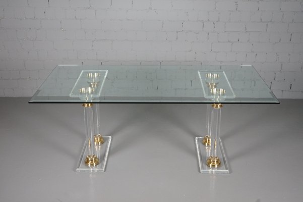 Large Hollywood Regency Dining Table in Acrylic Glass and Glass-XNJ-1029430