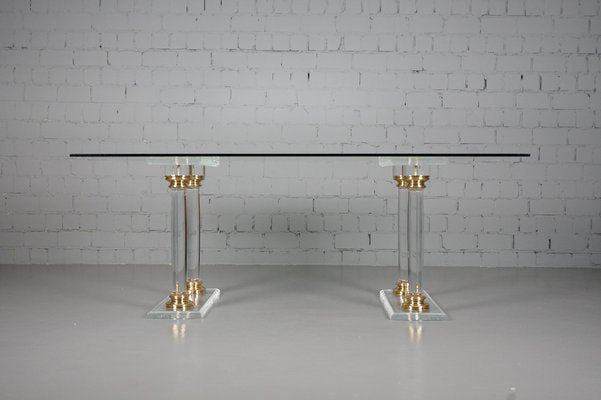 Large Hollywood Regency Dining Table in Acrylic Glass and Glass-XNJ-1029430