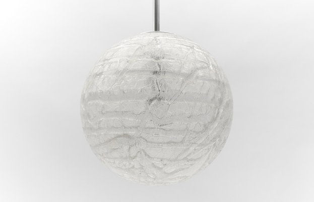 Large Ice Glass Ball Pendant Lamp from Doria, Germany, 1960s-KQB-1742979