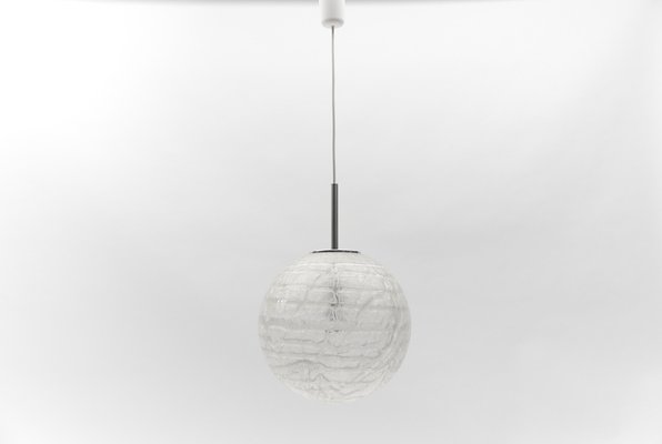 Large Ice Glass Ball Pendant Lamp from Doria, Germany, 1960s-KQB-1742979