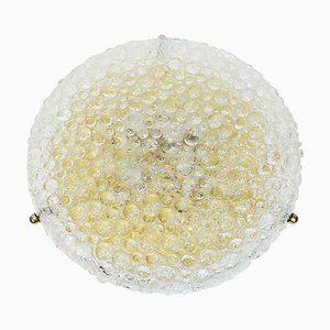 Large Ice Glass Round Flush Mount from Hillebrand, Germany, 1970s-UGR-1085885