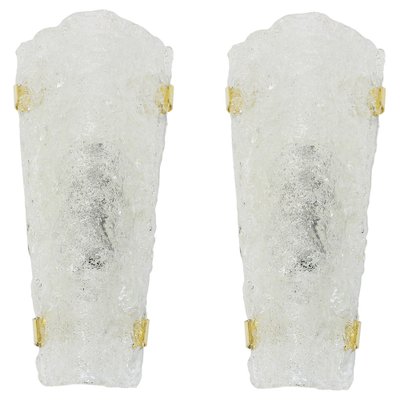 Large Ice Glass Sconces from Hillebrand, Germany, 1960s, Set of 2-UGR-1085877