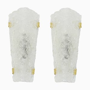 Large Ice Glass Sconces from Hillebrand, Germany, 1960s, Set of 2-UGR-1085877