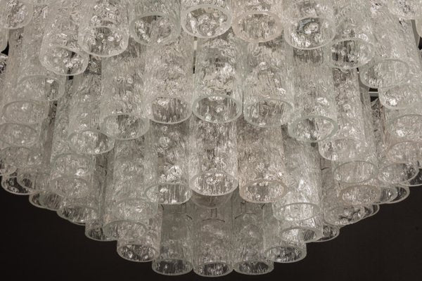 Large Ice Glass Tube Chandelier from Doria Leuchten, Germany, 1960s-UGR-1172953