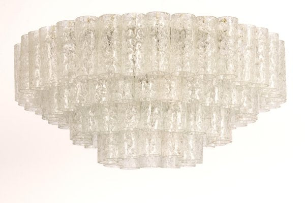 Large Ice Glass Tube Chandelier from Doria Leuchten, Germany, 1960s-UGR-1172953