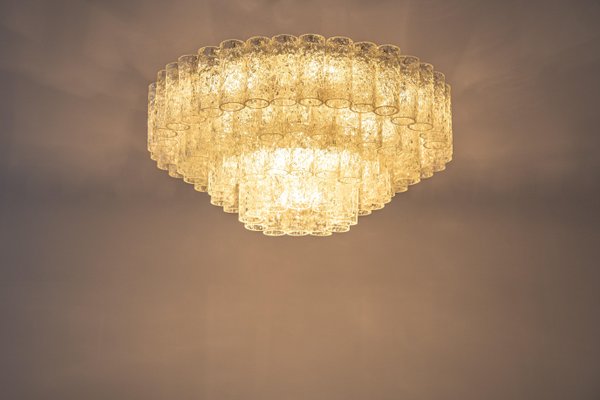 Large Ice Glass Tube Chandelier from Doria Leuchten, Germany, 1960s-UGR-1172953