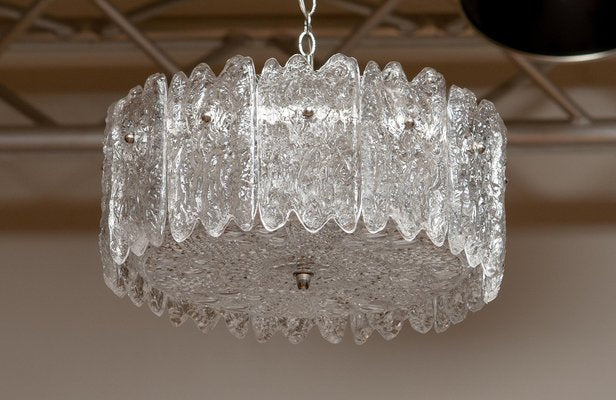 Large Ice Sculpted Crystal Pendant by Carl Fagerlund for Orrefors, Sweden, 1960s-JE-956540