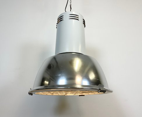 Large Industrial Aluminium Lamp with Iron Grid From Siemens, 1980s-CGF-1110384