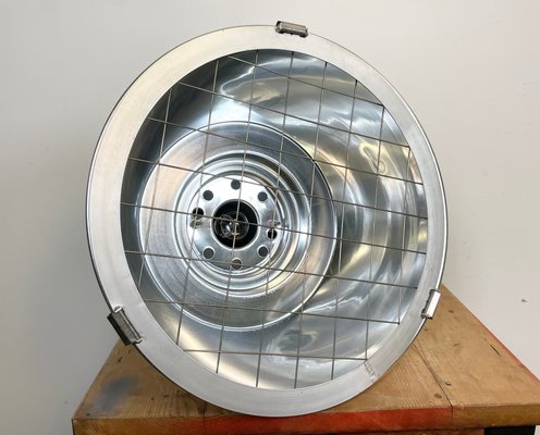 Large Industrial Aluminium Lamp with Iron Grid From Siemens, 1980s-CGF-1110384