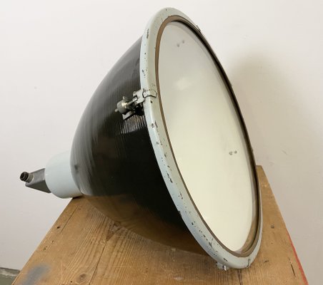 Large Industrial Black Enamel Factory Ceiling Lamp with Glass Cover from Elektrosvit, 1960s-CGF-1233925