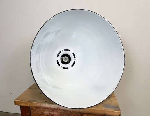 Large Industrial Black Enamel Lamp from Elektrosvit, 1960s-CGF-1057221