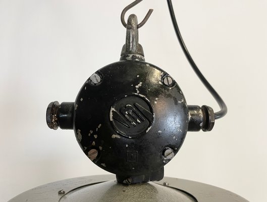 Large Industrial Black Enamel Lamp from Elektrosvit, 1960s-CGF-1057221