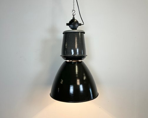 Large Industrial Black Enamel Lamp from Elektrosvit, 1960s-CGF-1057221