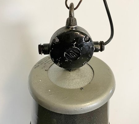 Large Industrial Black Enamel Lamp from Elektrosvit, 1960s-CGF-1057221