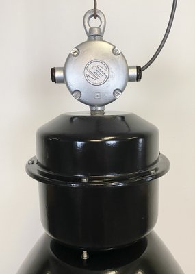 Large Industrial Factory Lamp in Black with Clear Glass Cover from Elektrosvit, 1960s-CGF-986325