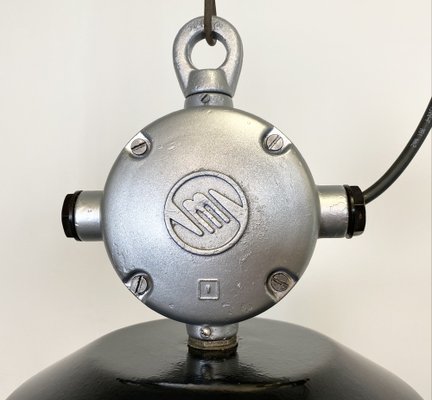 Large Industrial Factory Lamp in Black with Clear Glass Cover from Elektrosvit, 1960s-CGF-986325