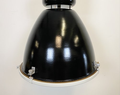 Large Industrial Factory Lamp in Black with Clear Glass Cover from Elektrosvit, 1960s-CGF-986325