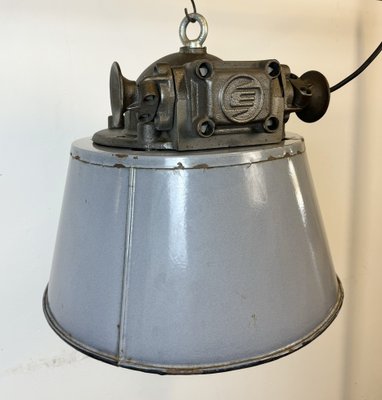 Large Industrial Grey Enamel and Cast Iron Pendant Light from Elektrosvit, 1960s-CGF-1792230