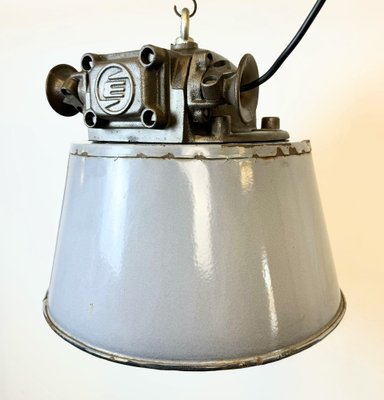 Large Industrial Grey Enamel and Cast Iron Pendant Light from Elektrosvit, 1960s-CGF-1792230