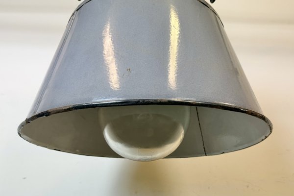 Large Industrial Grey Enamel and Cast Iron Pendant Light from Elektrosvit, 1960s-CGF-1792230