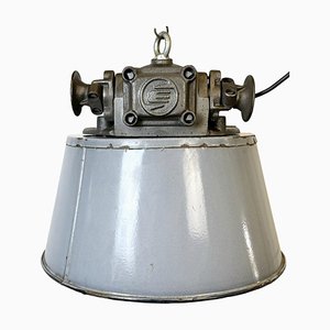 Large Industrial Grey Enamel and Cast Iron Pendant Light from Elektrosvit, 1960s-CGF-1792230