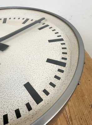 Large Industrial Grey Wall Clock from Pragotron, 1960s-CGF-1423041