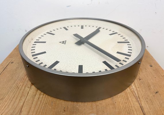 Large Industrial Grey Wall Clock from Pragotron, 1960s-CGF-1423041