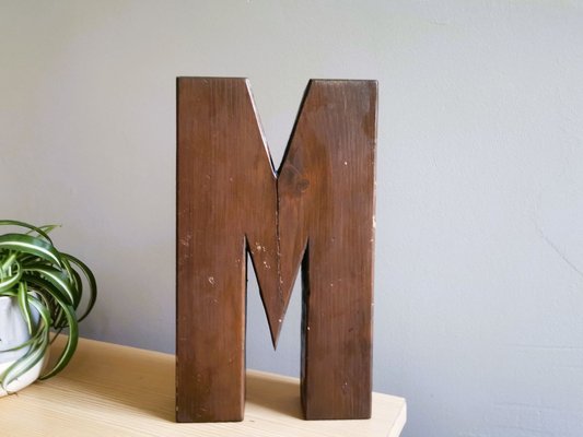 Large Industrial Portuguese Wooden Block Signage Letters M O Z, 1950s, Set of 3-SCS-1781369