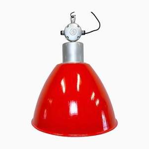 Large Industrial Red Painted Factory Lamp from Elektrosvit, 1960s-CGF-1747354