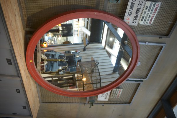 Large Industrial Round Wooden Mirror, 1920s-NEN-2043231