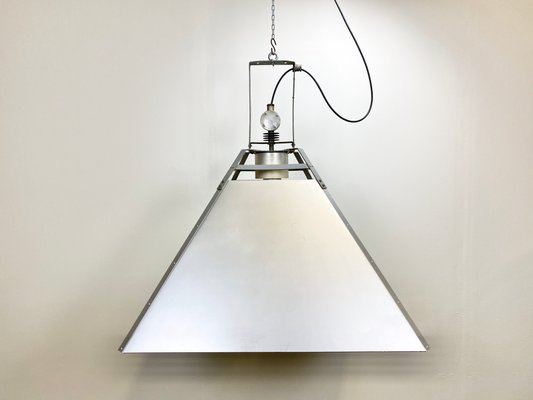 Large Industrial Silver Ceiling Lamp, 1970s-CGF-669873