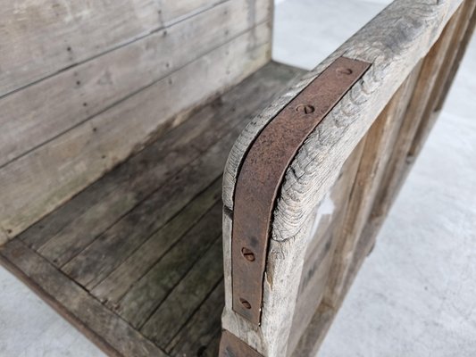 Large Industrial Steel and Wooden Trolley, 1900s-IRH-1313535