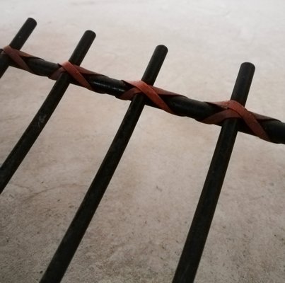 Large Iron and Rattan Magazine Rack, 1950s-UIW-1192173