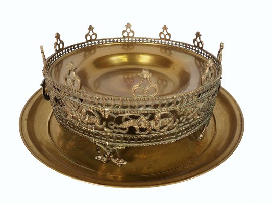 Large Islamic Bowl in Brass, 1940s-UZN-1400962