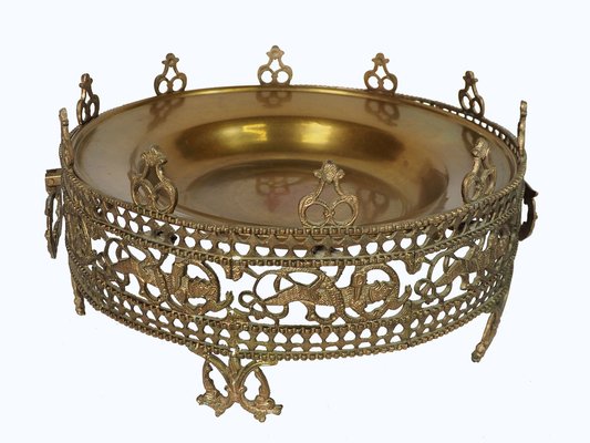 Large Islamic Bowl in Brass, 1940s-UZN-1400962