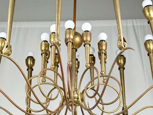 Large Italian 20-Light Brass Chandelier, 1940s-RD-2027015