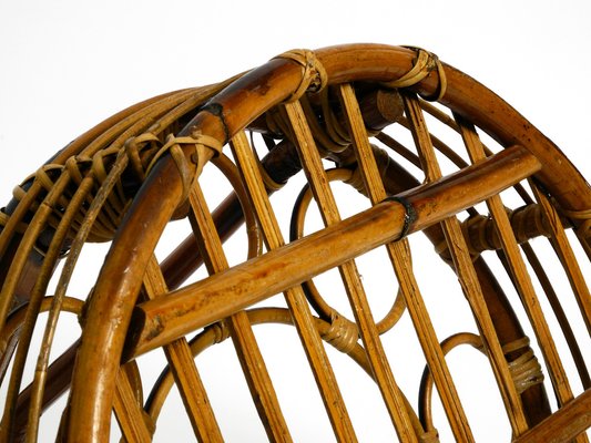 Large Italian Bamboo Bottle Carrier and Stand-RR-1292899