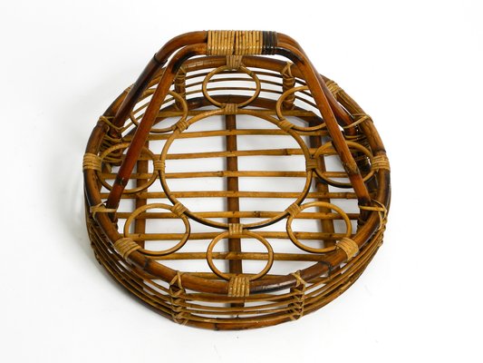 Large Italian Bamboo Bottle Carrier and Stand-RR-1292899