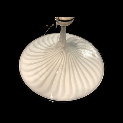 Large Italian Black & White Murano Glass Light Pendant-JJC-1173593