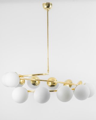 Large Italian Brass and Glass Chandelier in the Style of Stilnovo, 1960s-UGR-1410509