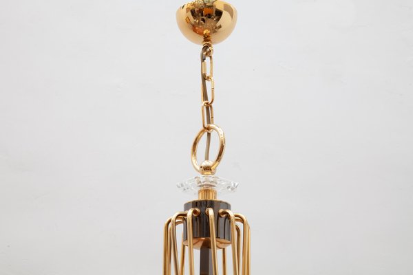 Large Italian Brass Chandelier from Prearo Luce, 1980s-KL-620251